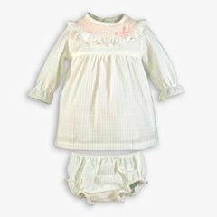 BABY PINK SMOCKED COLLAR DRESS 2P SET