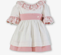 GIRLS PUFF SLEEVE LACE COLLAR DRESS