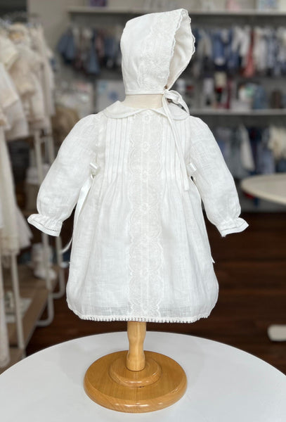 CEREMONY LONG SLEEVE LINEN DRESS WITH BONNET