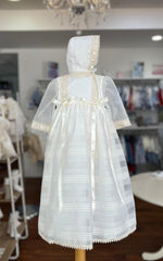 CHRISTENING PIN TUCKS AND RIBBON FALDELLIN WITH BONNET