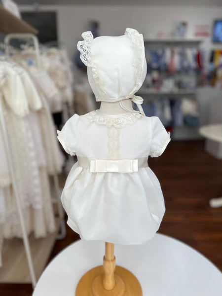 CEREMONY ORGANZA ROMPER WITH BONNET