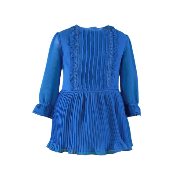 GIRLS PLEATED BLUE DRESS