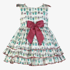 GIRL PLANTS PRINT GREEN DRESS