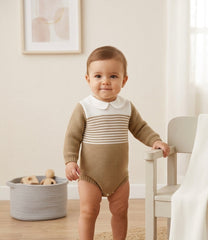BOYS STRIPED WITH COLLAR ROMPER