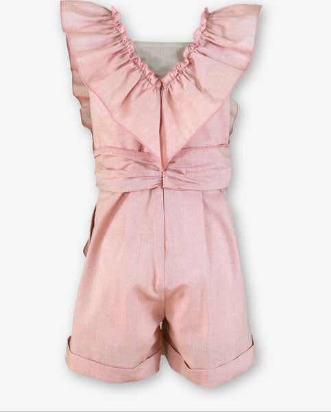 GIRLS RUFFLE SLEEVE AND BOW ROMPER