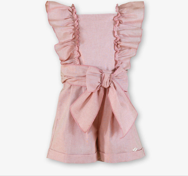 GIRLS RUFFLE SLEEVE AND BOW ROMPER