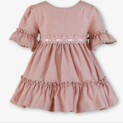 GIRLS LACE DETAIL AND RUFFLE SLEEVE DRESS