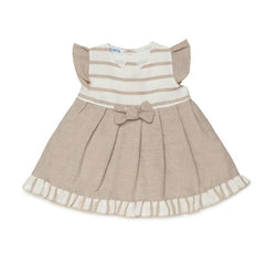 GIRLS BEIGE STRIPES DRESS