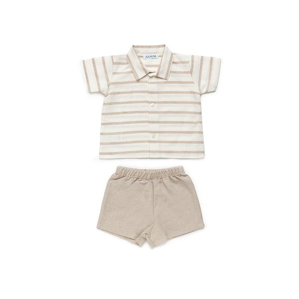 BABY BOYS STRIPED WITH COLLAR SHIRT SET
