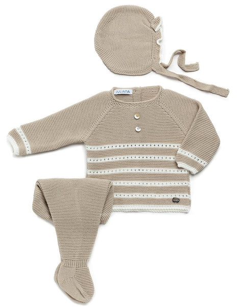 NEWBORN IVORY STRIPES 3P SET