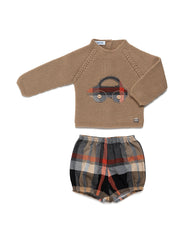 BOYS CAR AND PLAID KNICKER SET