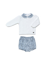 BABY KNITTED SWEATER AND CHECKED SET