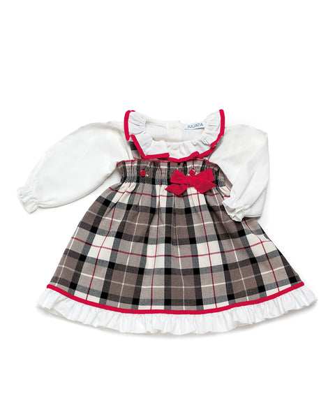 GIRLS PLAID JUMPER DRESS WITH BLOUSE SET