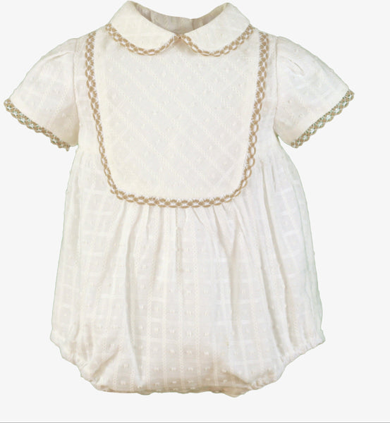 BABY PLUMETI WITH BEIGE DETAILS ROMPER