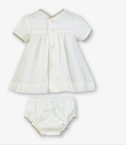 GIRLS PLUMETI WITH BEIGE DETAILS WHITE DRESS 2P SET