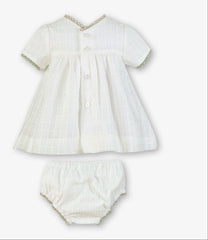 GIRLS PLUMETI WITH BEIGE DETAILS WHITE DRESS 2P SET