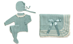 BABY OPEWORK WAVES BLANKET BLANKET AND NEWBORN 4P SET
