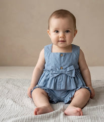 GIRLS DENIM BLOUSE AND SHORT 2P SET
