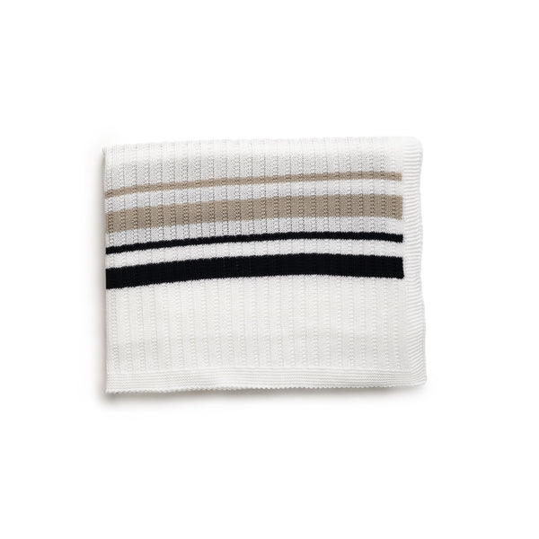 BABY STRIPED WHITE BLANKET