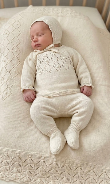 BABY DIAMOND WITH BUTTONHOLE BLANKET AND NEWBORN 4P SET