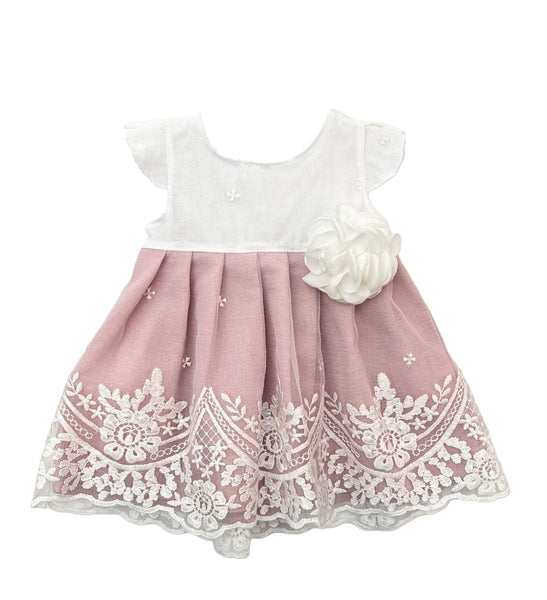 GIRL FLOWER APPLIQUE AND LACE DRESS