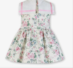 GIRLS PINK FLOWERS AND BOW DRESS