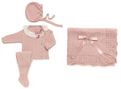 BABY PEAK RUFFLE BLANKET AND NEWBORN 4P SET