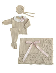 BABY PEAK RUFFLE BLANKET AND NEWBORN 4P SET