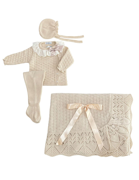 BABY PEAK RUFFLE BLANKET AND NEWBORN 4P SET