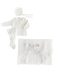 BABY PEAK RUFFLE BLANKET AND NEWBORN 4P SET