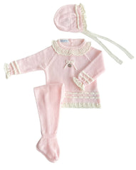 NEWBORN STRIPPED PATTERN RUFFLE COLLAR 3P SET