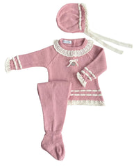 NEWBORN STRIPPED PATTERN RUFFLE COLLAR 3P SET