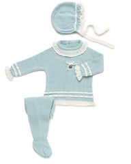 NEWBORN STRIPPED PATTERN RUFFLE COLLAR 3P SET