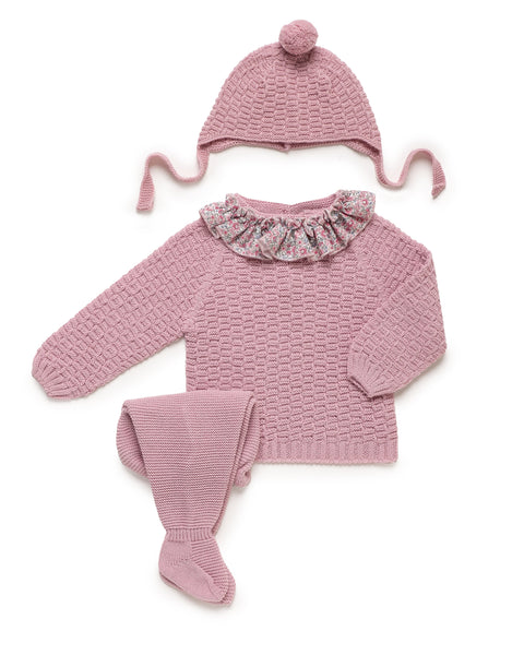 NEWBORN SQUARED FLOWERS COLLAR 3P SET