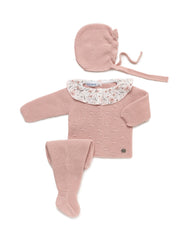 NEWBORN FLORAL COLLAR AND BODOQUES 3P SET