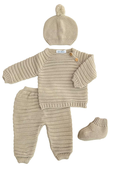 NEWBORN LIN WITH TROUSERS AND BOOTS 4P SET