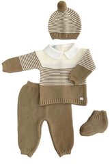 NEWBORN TWO COLORS STRIPES AND BOOTS 4P SET