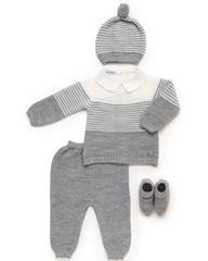 NEWBORN TWO COLORS STRIPES AND BOOTS 4P SET
