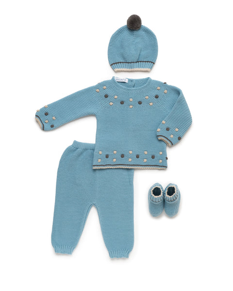 NEWBORN COLORED BOBBLES AND BOOTS 4P SET