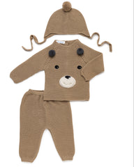 NEWBORN EMBROIDERED BEAR FACE 3P SET