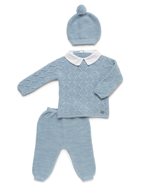 NEWBORN FABRIC COLLAR AND TROUSERS 3P SET