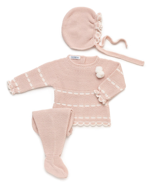 NEWBORN IVORY DETAIL AND POMPON 3P SET