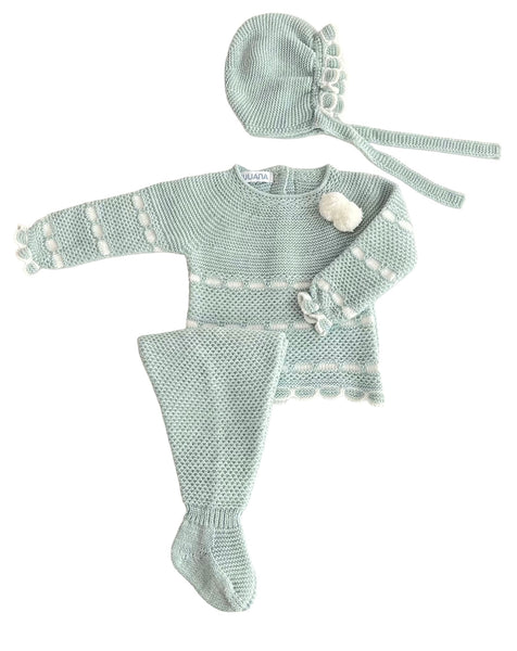 NEWBORN IVORY DETAIL AND POMPON 3P SET