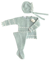 NEWBORN IVORY DETAIL AND POMPON 3P SET