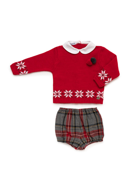 BOYS STAR POMPONS SWEATER AND SQUARED TROUSERS 2P SET