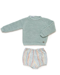 BOYS KNITTED SWEATER AND STRIPED TROUSERS 2P SET