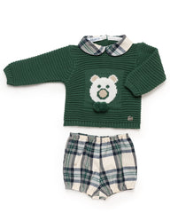BOYS TEDDY BEAR KNITTED SWEATER AND TROUSERS 2P SET