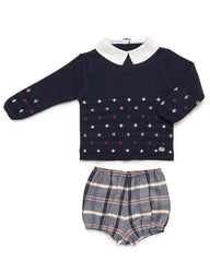 BOYS KNITTED SWEATER  AND SQUARED TROUSERS 2P SET