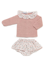 GIRL PINK FLOWERS RUFFLE BLOOMER 2P SET