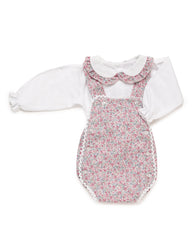 GIRL FLORAL OVERALL WITH BLOUSE 2P SET